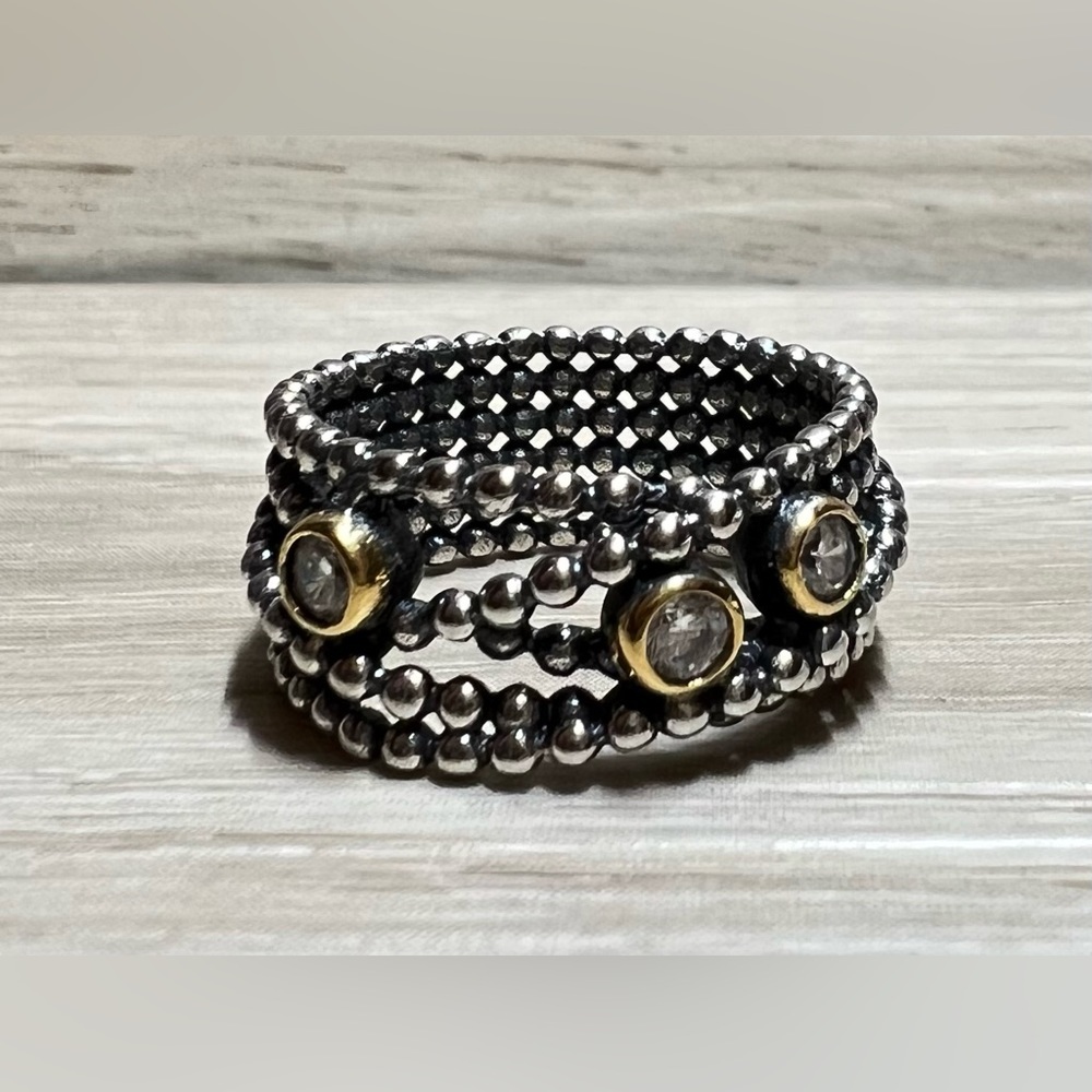 Authentic PANDORA Entangled Beauty Sterling Silver & 14K Gold Diamond Ring
